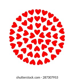 Hearts in a circle, love mandala vector illustration