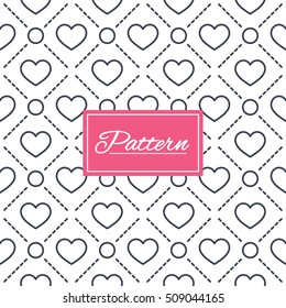 Hearts with circles lines texture. Stripped geometric seamless pattern. Modern repeating stylish texture. Abstract minimal pattern background. Vector