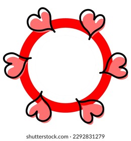 Hearts in circular style with white background 