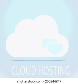 hearts   in the cloud and white  text over blue color background