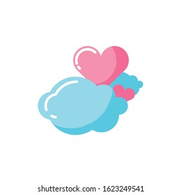 Hearts and clouds design of love passion romantic valentines day wedding decoration and marriage theme Vector illustration