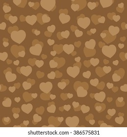 Hearts Coffee Color Vector Seamless Pattern 