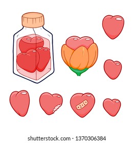 Hearts collection. Set of hearts elements. Elements for stickers and your template design. Vector illustration.