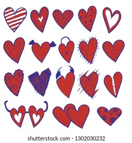 Hearts color doodle style