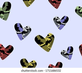 Corazones con colorido patrón abstracto. Perfecto para la ropa, la deformación y el papel pintado.