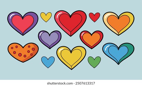 hearts with colorful background vector illustration design