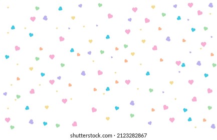Hearts colorful pattern on Happy Valentine's day white background and texture. Vector illustration