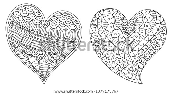 Download Hearts Coloring Book Page Wedding Valentine Stock Vector (Royalty Free) 1379173967