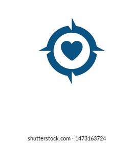 hearts compass icon logo design vector