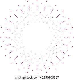 Herzen in konzentrischen Kreisen in Pink auf isoliertem Hintergrund
