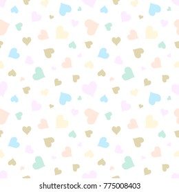 Hearts confetti background. Pastel color heart seamless pattern design 