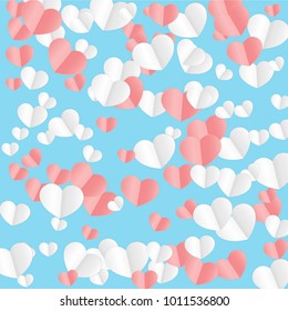 Hearts Confetti Background. St. Valentine's Day pattern.   Romantic Scattered Hearts Design Element. Love. Sweet Moment. Vector Illustration.

 Element of Design for Cards, Banners, Posters, Flyers. 
