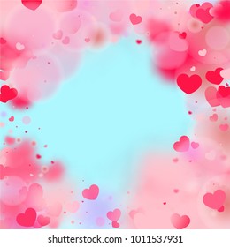 Hearts Confetti Background. St. Valentine's Day pattern.   Romantic Scattered Hearts Texture. Love. Light, Bokhe, Magic Clouds, Moments.

 Element of Design for Cards, Banners, Posters, Flyers. 
