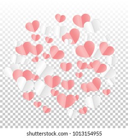 Hearts Confetti Background. St. Valentine's Day pattern.   Romantic Scattered Hearts Texture. Love. Sweet Moment. Vector Illustration.

 Design for Weddings, Anniversary, Mother's Day. 
