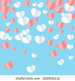 Hearts Confetti Background. St. Valentine's Day pattern.   Romantic Scattered Hearts Wallpaper. Love. Sweet Moment. Vector Illustration.

 Element of Design for Cards, Banners, Posters, Flyers. 
