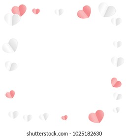 Hearts Confetti Background. St. Valentine's Day pattern.   Romantic Scattered Hearts Wallpaper. Love. Sweet Moment. Vector Illustration.

 Design for Weddings, Anniversary, Mother's Day. 
