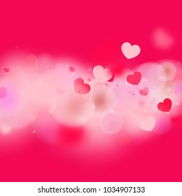 Hearts Confetti Background. St. Valentine's Day pattern.   Romantic Scattered Hearts Texture. Love. Light, Bokhe, Magic Clouds, Moments.

 Design for Weddings, Anniversary, Mother's Day. 
