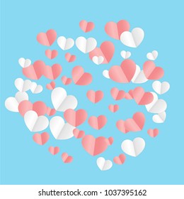 Hearts Confetti Background. St. Valentine's Day pattern.   Romantic Scattered Hearts Texture. Love. Sweet Moment. Vector Illustration.

 Design for Weddings, Anniversary, Mother's Day. 
