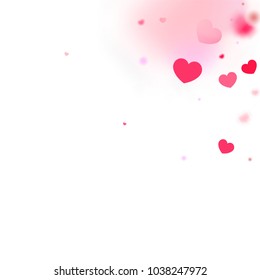 Hearts Confetti Background. St. Valentine's Day pattern.   Romantic Scattered Hearts Design Element. Love. Light, Bokhe, Magic Clouds, Moments. Element of Design for Cards, Banners, Posters, Flyers. 
