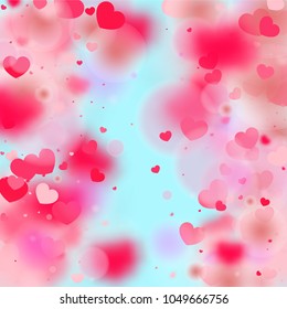 Hearts Confetti Background. St. Valentine's Day pattern.   Romantic Scattered Hearts Design Element. Love. Light, Bokhe, Magic Clouds, Moments.

 Design for Weddings, Anniversary, Mother's Day. 
