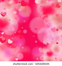 Hearts Confetti Background. St. Valentine's Day pattern.   Romantic Scattered Hearts Wallpaper. Love. Light, Bokhe, Magic Clouds, Moments.

 Element of Design for Cards, Banners, Posters, Flyers. 
