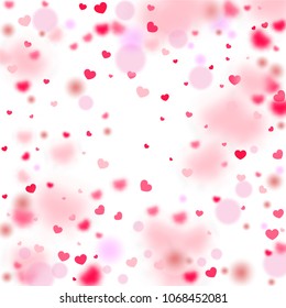 Hearts Confetti Background. St. Valentine's Day pattern.   Romantic Scattered Hearts Texture. Love. Light, Bokhe, Magic Clouds, Moments.

 Element of Design for Cards, Banners, Posters, Flyers. 
