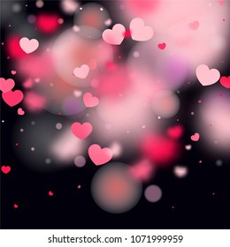 Hearts Confetti Background. St. Valentine's Day pattern.   Romantic Scattered Hearts Wallpaper. Love. Light, Bokhe, Magic Clouds, Moments.

 Element of Design for Cards, Banners, Posters, Flyers. 
