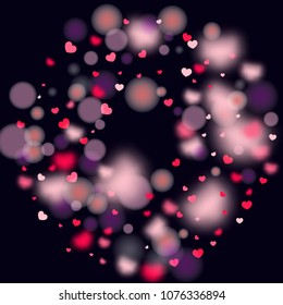 Hearts Confetti Background. St. Valentine's Day pattern.   Romantic Scattered Hearts Texture. Love. Light, Bokhe, Magic Clouds, Moments.

 Element of Design for Cards, Banners, Posters, Flyers. 
