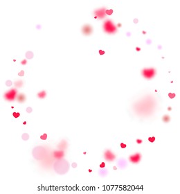 Hearts Confetti Background. St. Valentine's Day pattern.   Romantic Scattered Hearts Design Element. Love. Light, Bokhe, Magic Clouds, Moments.  Design for Weddings, Anniversary, Mother's Day. 
