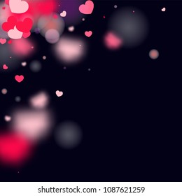 Hearts Confetti Background. St. Valentine's Day pattern.   Romantic Scattered Hearts Wallpaper. Love. Light, Bokeh, Magic Clouds, Moments. Element of Design for Cards, Banners, Posters, Flyers. 