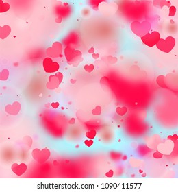 Hearts Confetti Background. St. Valentine's Day pattern.   Romantic Scattered Hearts Design Element. Love. Light, Bokhe, Magic Clouds, Moments.

 Design for Weddings, Anniversary, Mother's Day. 
