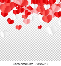 Hearts Confetti Background. St. Valentine's Day pattern.   Romantic Scattered Hearts Texture. Love. Sweet Moment. Vector Illustration.

 Design for Weddings, Anniversary, Mother's Day. 
