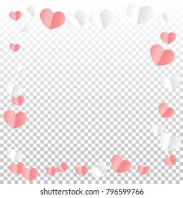 Hearts Confetti Background. St. Valentine's Day pattern.   Romantic Scattered Hearts Texture. Love. Sweet Moment. Vector Illustration.

 Design for Weddings, Anniversary, Mother's Day. 
