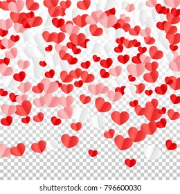 Hearts Confetti Background. St. Valentine's Day pattern.   Romantic Scattered Hearts Wallpaper. Love. Sweet Moment. Vector Illustration.

 Design for Weddings, Anniversary, Mother's Day. 
