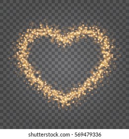 Hearts Confetti Bokeh Lights Isolated on Transparent Background. Easy replace backdrop. Vector Design element.