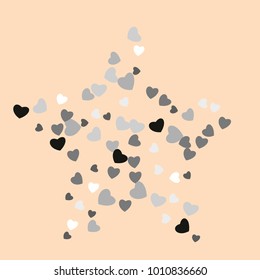 Hearts Confetti, bright background, cute and fun decoration. Vector illustration for celebration, party, carnival, festive holiday and Your project.