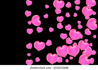 Hearts Confetti, bright colorful background, cute and fun decoration. Black background. Vector illustration for celebration, party, carnival, festive holiday and Your project.