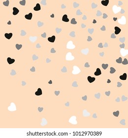 Hearts Confetti, bright colorful background, cute and fun decoration. Vector illustration for celebration, party, carnival, festive holiday and Your project.