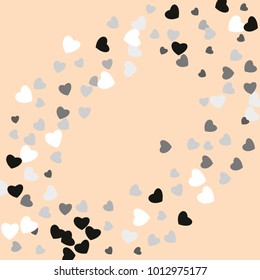 Hearts Confetti, bright colorful background, cute and fun decoration. Vector illustration for celebration, party, carnival, festive holiday and Your project.