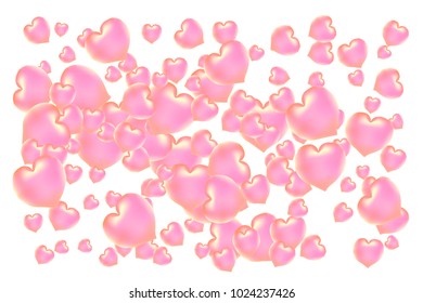 Hearts Confetti, bright colorful background, cute and fun decoration. Isolated. Vector illustration for celebration, party, carnival, festive, holiday and Your project.