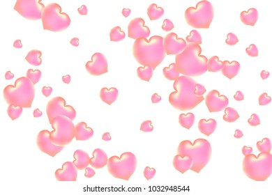 Hearts Confetti, bright colorful background, cute and fun decoration. Isolated. Vector illustration for celebration, party, carnival, festive, holiday and Your project.