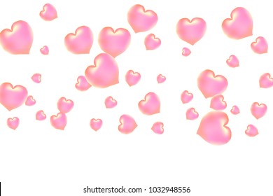 Hearts Confetti, bright colorful background, cute and fun decoration. Isolated. Vector illustration for celebration, party, carnival, festive, holiday and Your project.