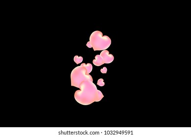 Hearts Confetti, bright colorful background, cute and fun decoration. Black background. Vector illustration for celebration, party, carnival, festive holiday and Your project.