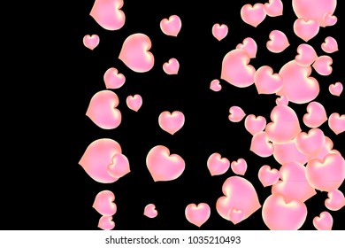 Hearts Confetti, bright colorful background, cute and fun decoration. Black background. Vector illustration for celebration, party, carnival, festive holiday and Your project.
