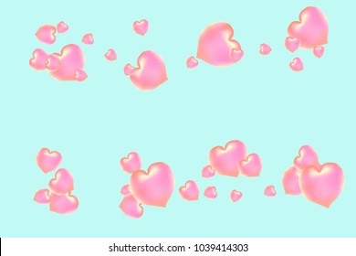 Hearts Confetti, bright colorful background, cute and fun decoration. Gentle blue background. Vector illustration for celebration, party, carnival, festive holiday and Your project.