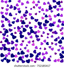 Hearts Confetti, bright colorful background, cute and fun decoration. Vector illustration for celebration, party, carnival, festive holiday and Your project.