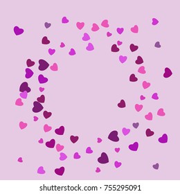 Hearts Confetti, bright colorful background, cute and fun decoration. Vector illustration for celebration, party, carnival, festive holiday and Your project.