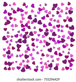 Hearts Confetti, bright colorful background, cute and fun decoration. Vector illustration for celebration, party, carnival, festive holiday and Your project.