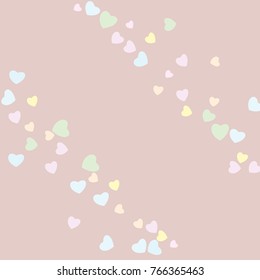 Hearts Confetti, bright colorful background, cute and fun decoration. Gentle background. Vector illustration for celebration, party, carnival, festive holiday and Your project.