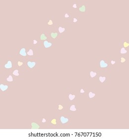 Hearts Confetti, bright colorful background, cute and fun decoration. Vector illustration for celebration, party, carnival, festive holiday and Your project.